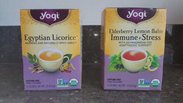 Two boxes of licorice containing medicinal teas.